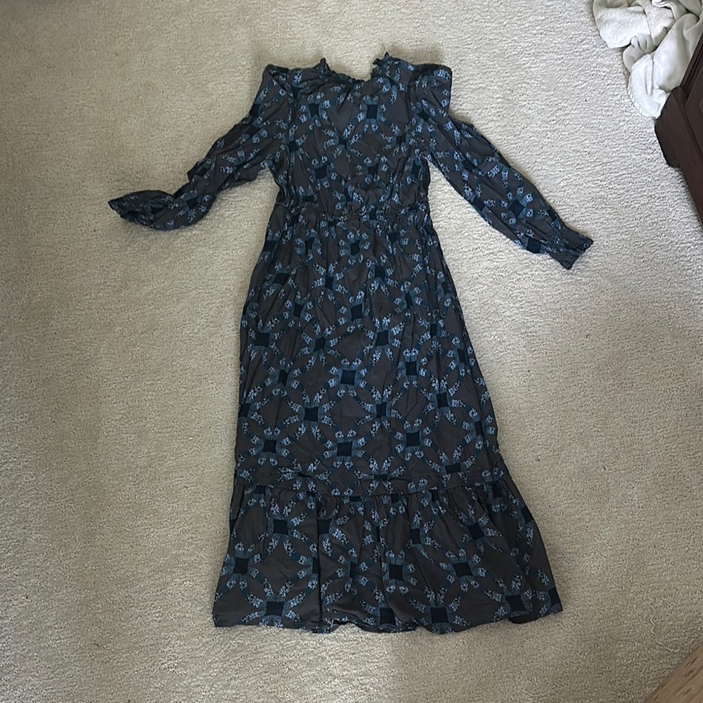 Elegant Blue Floral Women's Dress